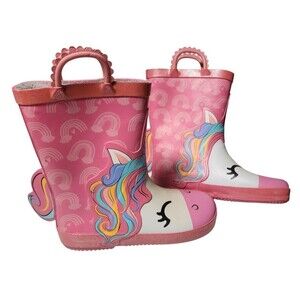 My Little Pony Unicorn Girls Rain Boots Size 13/1 Faux Fur Lining